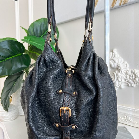 Authentic Louis Vuitton Mahina hobo L Leather monogram dark blue bag B0905 - Picture 8 of 16